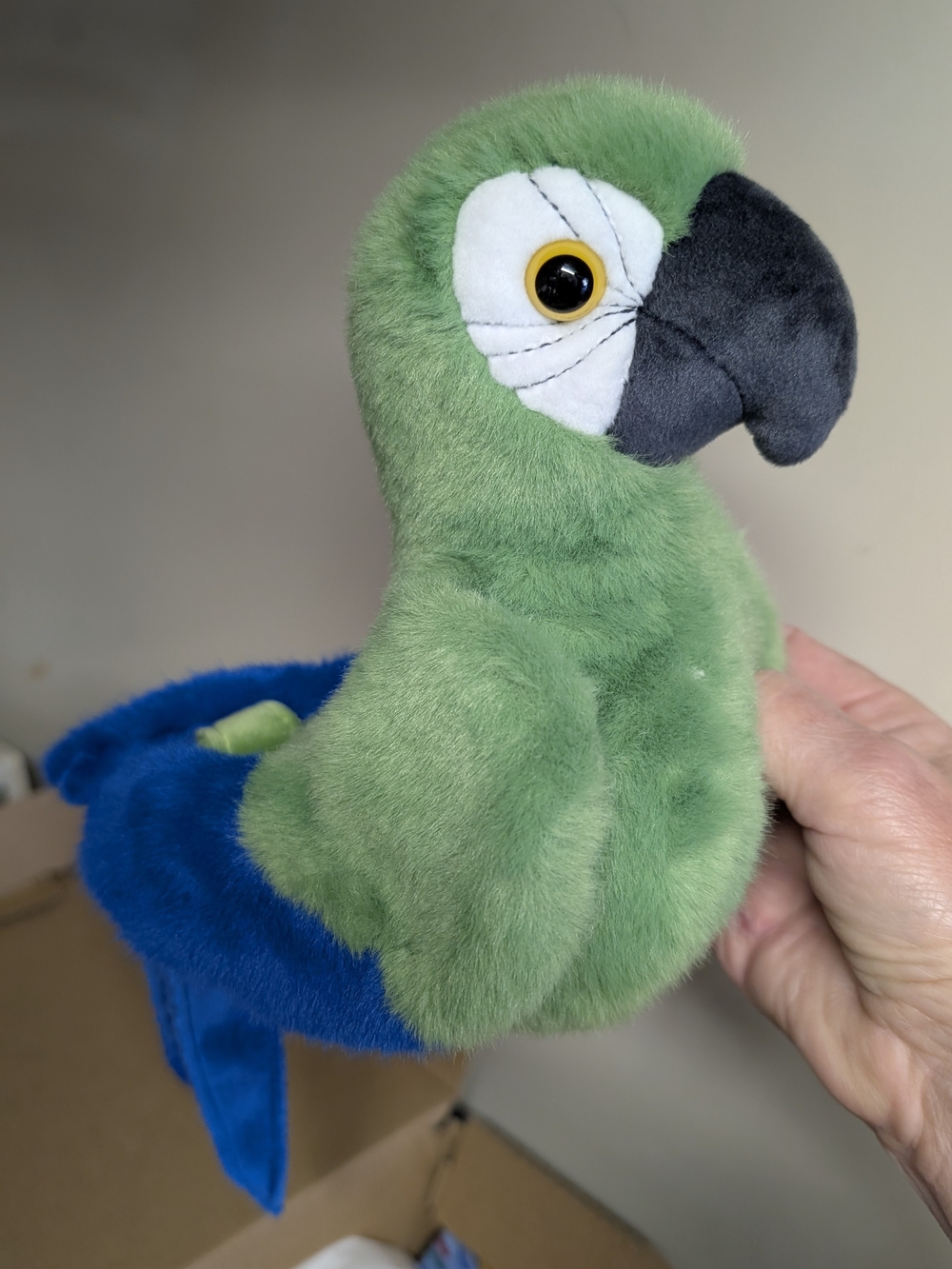 Green and Blue Plush Parrot Stuffed Toy - Soft Cuddly Bird